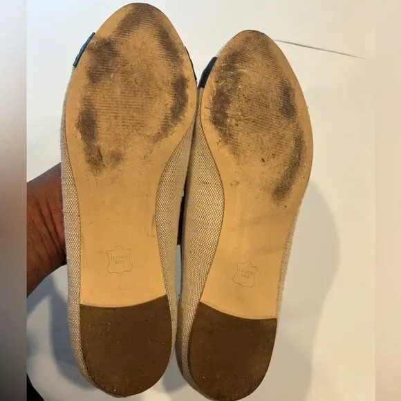 Talbots Natural Round Toe Gold Buckle Flats 9B - Picture 5 of 7